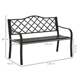 Rackhams Outdoor Garden Bench 2 Seater Patio Porch Loveseat Chair Seater Brown - Brown - Metal - 128cm x 60cm x 89cm - thumbnail 5