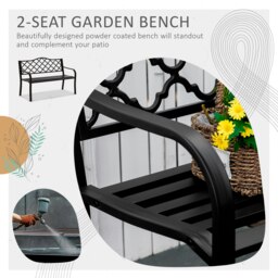 Rackhams Outdoor Garden Bench 2 Seater Patio Porch Loveseat Chair Seater Brown - Brown - Metal - 128cm x 60cm x 89cm - thumbnail 3