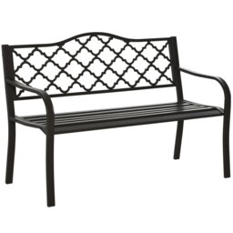 Rackhams Outdoor Garden Bench 2 Seater Patio Porch Loveseat Chair Seater Brown - Brown - Metal - 128cm x 60cm x 89cm - thumbnail 2