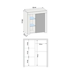 Rackhams Distinctive 83cm Cabinet Cupboard Sideboard with Black High Gloss Doors and Free LED Lights - thumbnail 4