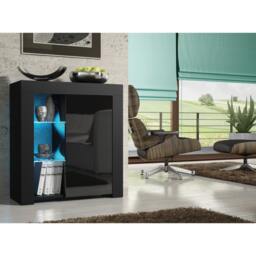 Rackhams Distinctive 83cm Cabinet Cupboard Sideboard with Black High Gloss Doors and Free LED Lights - thumbnail 3