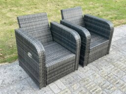 Rackhams PE Rattan Garden Furniture Set Adjustable Chair Sofa Lounge Sofa Set Oblong Coffee Table - thumbnail 4