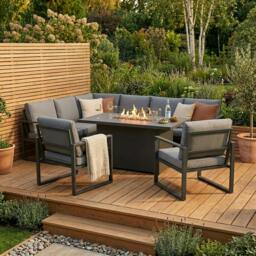Rackhams Aluminium 7 Seater Garden Furniture Set With Fire Pit & Waterproof Cover - thumbnail 3