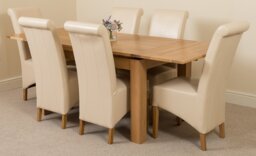 Rackhams Richmond Medium Oak Extendable Dining Table with Montana Leather Chairs - 8 chairs - Brown - thumbnail 2