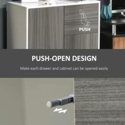 Rackhams High Gloss Frame Sideboard, Side Cabinet, Push-Open Design with 2 Drawer for Living Room, Bedroom, Grey - thumbnail 6