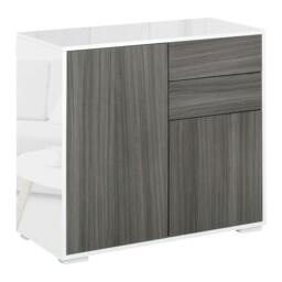 Rackhams High Gloss Frame Sideboard, Side Cabinet, Push-Open Design with 2 Drawer for Living Room, Bedroom, Grey - thumbnail 1