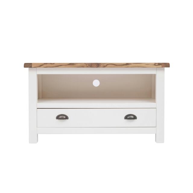 Rackhams Lovere Off White 1 Drawer TV Cabinet Brass Cup Handle - Off White - image 1