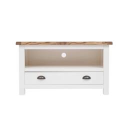 Rackhams Lovere Off White 1 Drawer TV Cabinet Brass Cup Handle - Off White