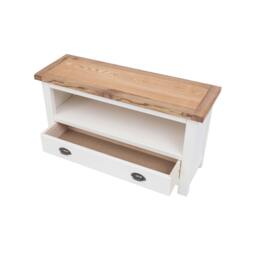 Rackhams Lovere Off White 1 Drawer TV Cabinet Brass Cup Handle - Off White - thumbnail 4