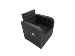Rackhams Rattan Garden Outdoor Furniture Set Love Sofa Reclining Chair Square Coffee Table Set with Side Table 2 Big Stool Dark Grey Mixed - thumbnail 6