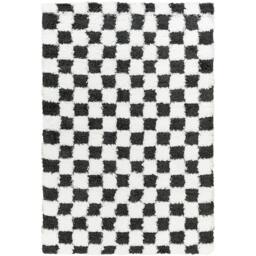 Rackhams Urban Shag-Modern White Black Checkered Soft Plush Pile Rug - 200 x 290 cm - thumbnail 2