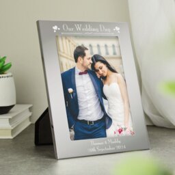 Rackhams Personalised Silver 5x7 Decorative Our Wedding Day Photo Frame - thumbnail 2
