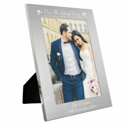 Rackhams Personalised Silver 5x7 Decorative Our Wedding Day Photo Frame - thumbnail 1