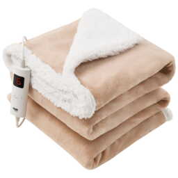Rackhams Heated Throw Electric Fleece Over Blanket Sofa Bed Large 160 X 130cm Toasted Almond