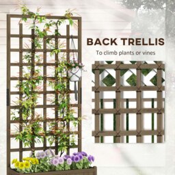 Rackhams Wooden Trellis Planter, Raised Garden Bed with Wheels, Brown - Brown - Fir wood - 82.5L x 35W x 186H - thumbnail 4