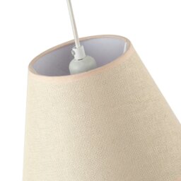 Rackhams Traditional Rattan Tweed Lamp Shade with Pale Pink Cotton Fabric Trims - thumbnail 3