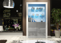 Rackhams Premium 170cm Cabinet Sideboard with High Gloss Doors and Free LED Lights Display - 170 cm - White Matt Body & Grey Gloss Doors - 1 - thumbnail 6