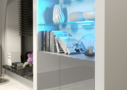 Rackhams Premium 170cm Cabinet Sideboard with High Gloss Doors and Free LED Lights Display - 170 cm - White Matt Body & Grey Gloss Doors - 1 - thumbnail 5