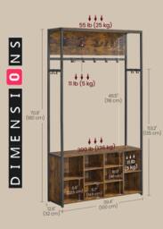 Rackhams Entryway Hall Tree with Bench and Storage - thumbnail 3