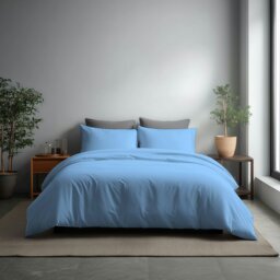 Rackhams Microfibre Soft Touch Duvet Cover And Pillowcase/s Set Bed Linen - Double - Sky