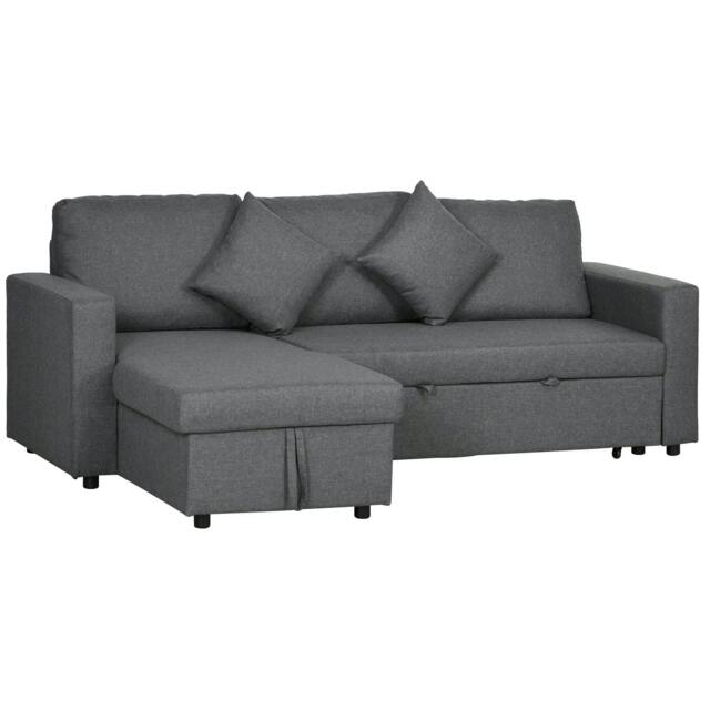 Rackhams 3 Seater Sofa Bed with Storage, Delivered to Your Home for Free, Dark Grey - image 1