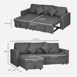 Rackhams 3 Seater Sofa Bed with Storage, Delivered to Your Home for Free, Dark Grey - thumbnail 3
