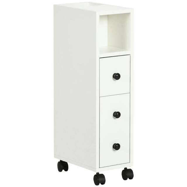 Rackhams Slimline Bathroom Storage Cabinet - White - White - image 1
