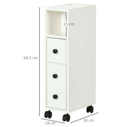 Rackhams Slimline Bathroom Storage Cabinet - White - White - thumbnail 3