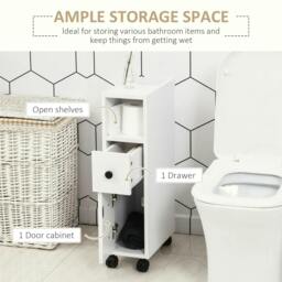 Rackhams Slimline Bathroom Storage Cabinet - White - White - thumbnail 4