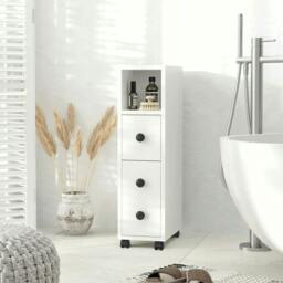 Rackhams Slimline Bathroom Storage Cabinet - White - White - thumbnail 2