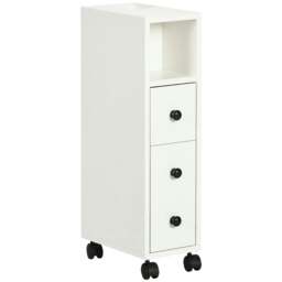 Rackhams Slimline Bathroom Storage Cabinet - White - White - thumbnail 1