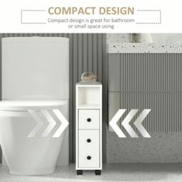 Rackhams Slimline Bathroom Storage Cabinet - White - White - thumbnail 6
