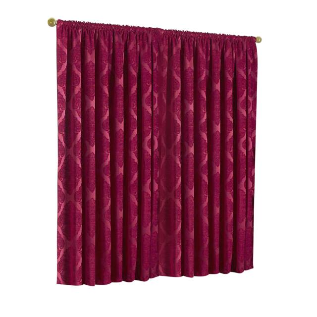 Rackhams Winchester Pencil Pleat Curtains - Raspberry - 66x72 (168x183cm) - Raspberry - 100% Polyester