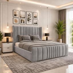 Rackhams Oxford Winged Divan Ottoman Bed - King - Solid Wood - Silver - thumbnail 1