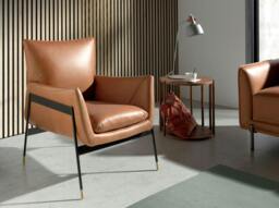 Rackhams Brown Leather Swivel Armchair 5091 - Modern - Yes - No - thumbnail 3