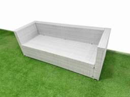 Rackhams Rattan Garden Furniture Dining Set 7 seater Patio Rectangular Table 3 Seater Sofa Set with Side Table Big Stool Light Grey - thumbnail 4