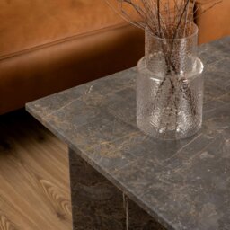 Rackhams Vega Square Coffee Table with Marron Marble Top 90cm - 1 - Marron Marble - Grey - thumbnail 5