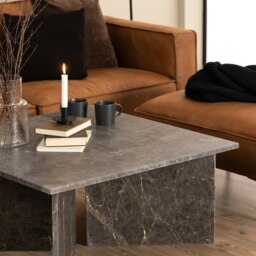 Rackhams Vega Square Coffee Table with Marron Marble Top 90cm - 1 - Marron Marble - Grey - thumbnail 4