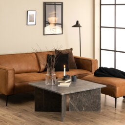 Rackhams Vega Square Coffee Table with Marron Marble Top 90cm - 1 - Marron Marble - Grey - thumbnail 3