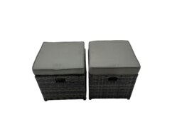 Rackhams Rattan Garden Outdoor Furniture Set 3 Seater Sofa Coffee Table with 3 Footstools Dark Grey Mixed - thumbnail 6