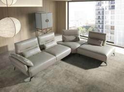 Rackhams Corner sofa in sand leather 6213/6214 - Left - thumbnail 2