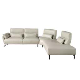 Rackhams Corner sofa in sand leather 6213/6214 - Left - thumbnail 4