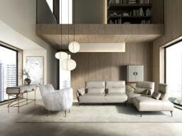Rackhams Corner sofa in sand leather 6213/6214 - Left - thumbnail 5