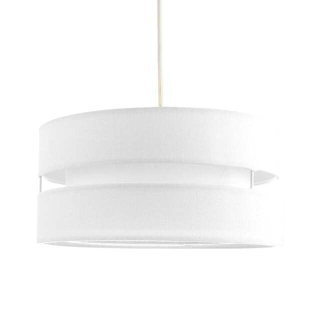 Rackhams Contemporary Quality White Linen Fabric Triple Tier Ceiling Pendant Light Shade - image 1