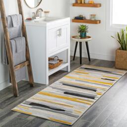 Rackhams City-Modern Orange Yellow Grey Graphic Rug - 80 x 220 cm - thumbnail 1