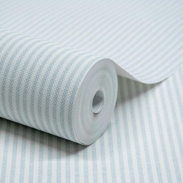 Rackhams Pinstripe Nursery Textured Wallpaper Light Blue - image 1