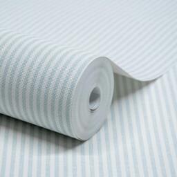 Rackhams Pinstripe Nursery Textured Wallpaper Light Blue - thumbnail 1