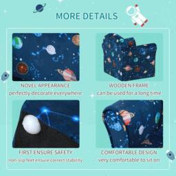 Rackhams Kids Planet-Themed Armchair, with Non-Slip Feet, Wooden Frame - Blue - thumbnail 6