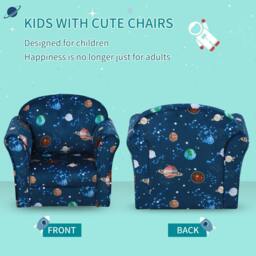 Rackhams Kids Planet-Themed Armchair, with Non-Slip Feet, Wooden Frame - Blue - thumbnail 4