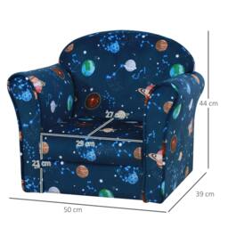 Rackhams Kids Planet-Themed Armchair, with Non-Slip Feet, Wooden Frame - Blue - thumbnail 3